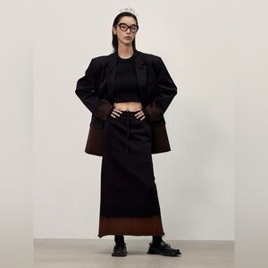 Early Autumn Tie-Dye gradient Knit maxi Skirt with Stretch Waist